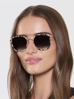 KREWE Austin 18K Titanium + Santorini Mirrored Sunglasses
